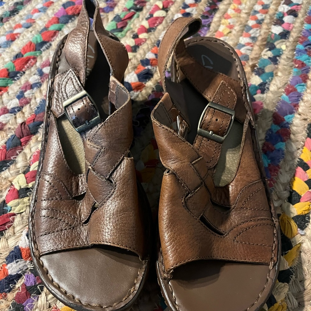 Clark brown sandals sling back sandal.  Size 10.